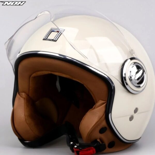 NOX Design Scooterhelm - Fashionhelm voor de scooter - Scooterhelm met kort vizier - Motor helm - Gratis Helmtas - Kleur Creme